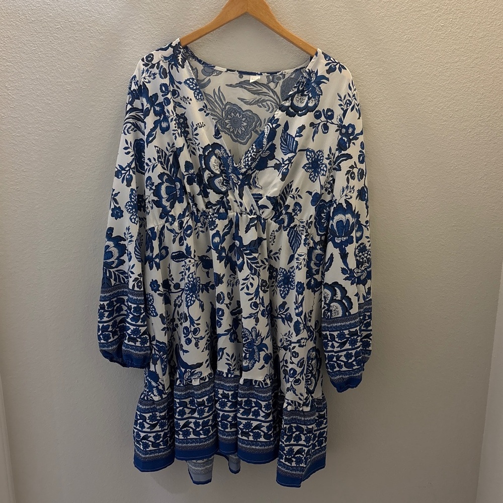 Blue floral mini dress